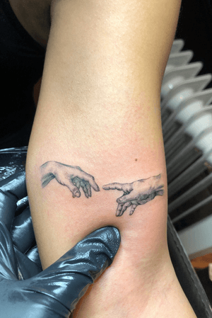Realistic tattoo#hand of creation#