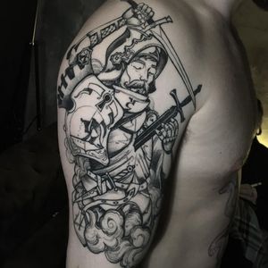Healed knight by Jesper Hatcher at High Fever Tattoo 