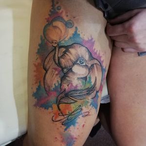 Custom Dumbo leg tattooTattoo and deaign by me 