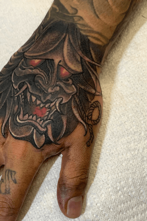Hand coverup hannya view my ig to see before @tattoosbydragon