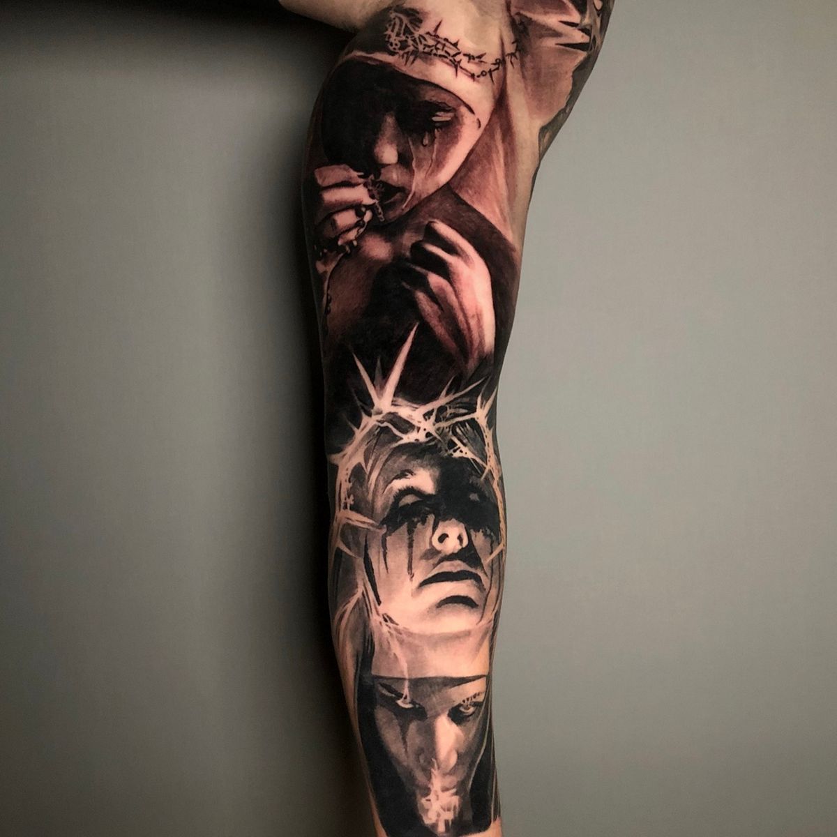 Tattoo uploaded by Alo Loco Tattoo • Crying Virgin Mary and possessed