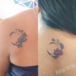 Sister moon flower tattoo