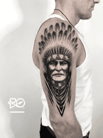By RO. Robert Pavez • R O O T S - American Indian • Done in @blacktatuering • 🇸🇪 2019   #engraving #dotwork #etching #dot #linework #geometric #ro #blackwork #blackworktattoo #blackandgrey #black #tattoo #fineline