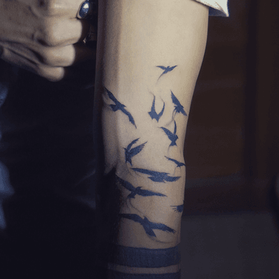 Blackwork Blue Jay Tattoo Idea - BlackInk AI