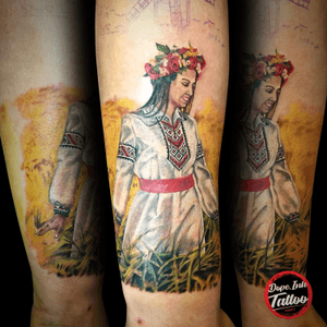 #tattoo #realistic #realistictattoo #tattooart #tattooartist #colortattoo #folk #folkdress #ukraine #inprogress 