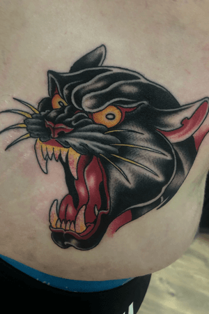 Panther on the belly! Thanks David as always! #panther #panthertattoo #traditionalpanthertattoo #traditionalpanther #tradtatts #tradtattoo #tradtattoos #customtattoos #customtattoo #dublin #dublintattooartist #dublintattoostudio #dublintattoo #whipshaded #whipshading