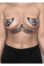Under boobs tattoo, fine line tattoo 