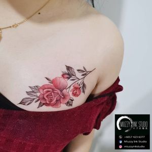 Scar cover up rose tattoo