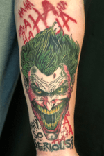 Joker tattoo Sid Maske got to Rock out on this clients inner forearm. This awesome client flew up from Florida to our studio in Osceola, Indiana. Located on the border of Indiana and Michigan right next to Notre Dame Indiana. Hell yeah 