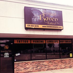 Crowned Raven Tattoo, Inc. Store Front . located in Osceola, Indiana. Right next to Elkhart, MISHAWAKA, South Bend, Granger, Notre Dame Indiana, and South Western Michigan 