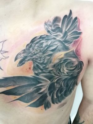 Neotraditional raven tattoo by dani devils