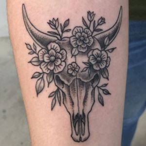Floral cow skull