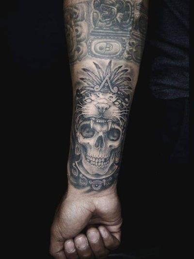 #Skull #Aztec #Jaguar #Mexican #Black 