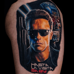 Terminator tattoo done by Rubén Barahona at Graveyard NEw York 