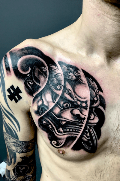 Foo dog tattoo- free hand by @jammestattoo