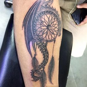 dreamcatcher with dragon tattoo by Rajveer singh #inkridertattoo#inkridertattoostudio#udaipurtattoo#tattooartistinudaipur#rajveersingh