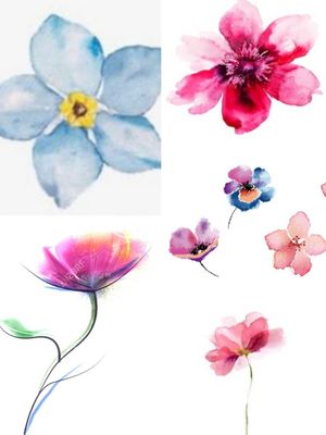 Small size watercolour style flower tattoos £40