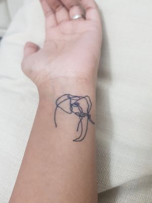 Elephant wrist tattoo - line art#smalltattoo #wrist #wristtattoo #elephanttattoo #elephant #small #Line #linearttattoos #smallelephant #singleneedle #oneline 