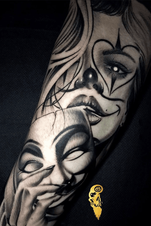 Payasa Tattoo by A.B.Garza #abgarza #abgarzatattoos #abgarzacollection #payasa #blackandgrey #tattoo #worldwideartist #Austin #california #chicago #newyork #hawaii #canada #italy #chicano #tattoos #tattooartist #bngsociety 