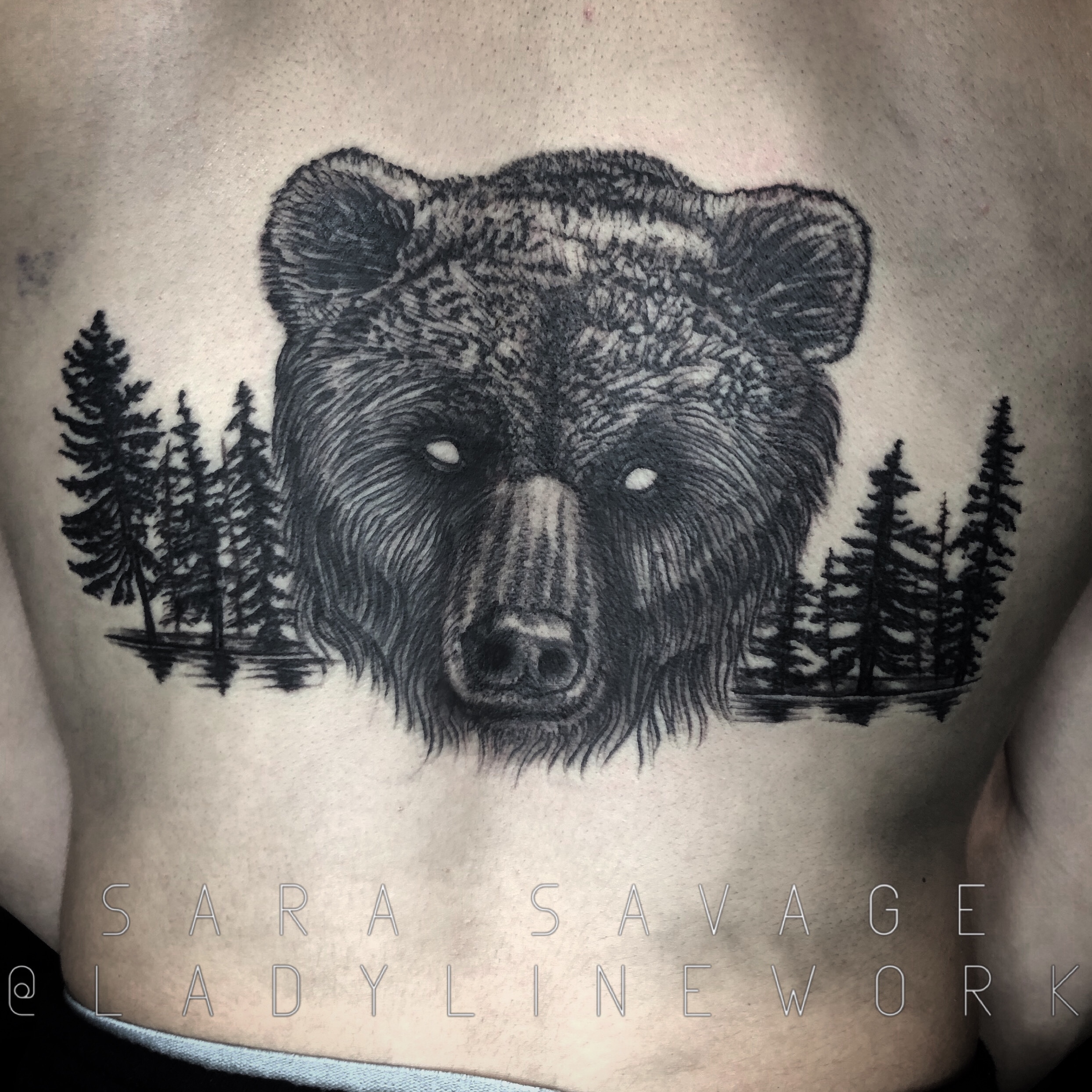 black bear face tattoo