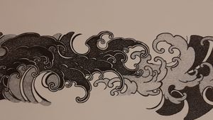Combination of Japanese style and dotwork Black & gray waves