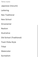 Here’s a list of styles we specialize on