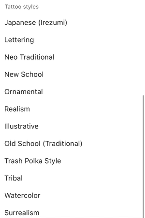 Here’s a list of styles we specialize on