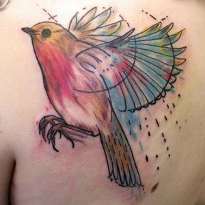 Watercolour Robin Bird tattoo #watercolortattoos #birdtattoo #robins #tattooartist #Hull