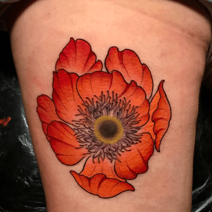 Poppy tattoo by Leonardo Branco #LeonardoBranco #LeoBranco #poppy #flower #color #nature