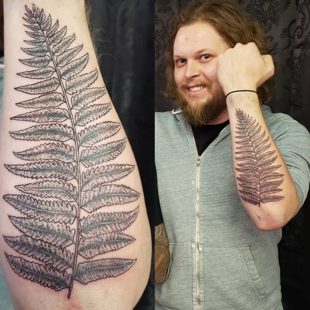 Tattoo uploaded by Keron McHugh • Fern fossil for Myles Dunder of the band  Dr. Bacon. Go check out their music, it's mind blowing! • Tattoodo