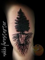 Minnesota roots. nikkifirestarter.com #tree #treetattoo #pinetree #roots #minnesota #blacktattoo #blackandgray #nature #plants #naturetattoo #biceptattoo #minnesotatattoo #tattoo #bodyart #bodymod #ink #art #nonbinaryartist #nonbinarytattooist #mnartist #mntattoo #visualart #tattooart #tattoodesign 