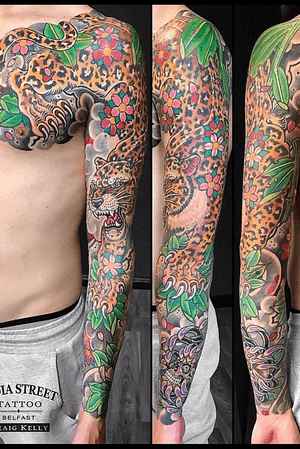 Japanese sleeve and chest plate leopard 