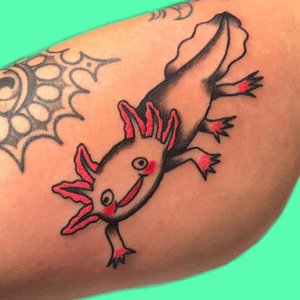 Axolotl tattoo by @Whotattooedyou on insta !         Resident artist at Black and Blue Tattoo.                 Typeform: https://form.jotform.com/91517498322159 Email: Clonesomos@gmail.com Hourly rate: $250-300