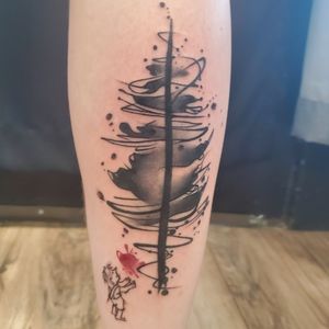 Abstract take on The Giving Tree #tree #givingtree #black #calftattoo
