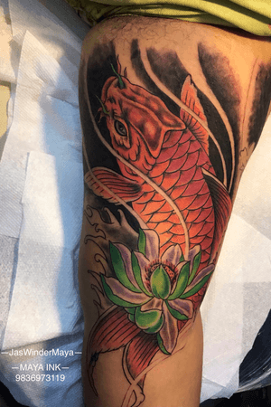 Koi fish tattoo sleeve in progress