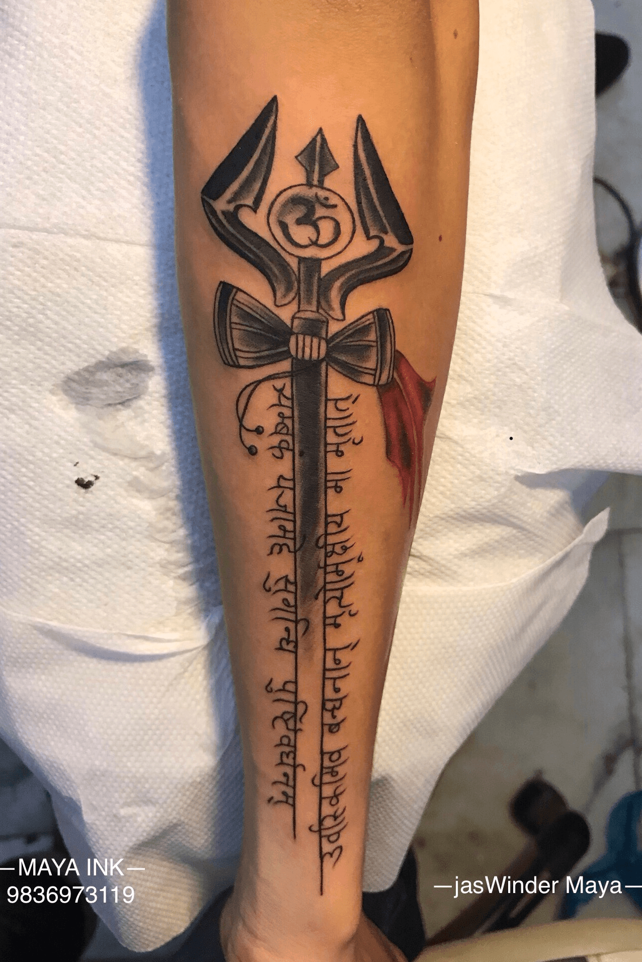 Graceful Trishul tattoos for Lord Shiva devotees