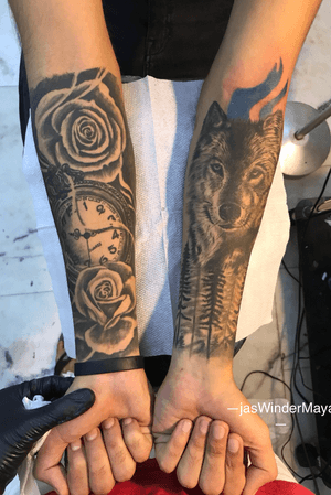 Healed forearm black and grey pieces