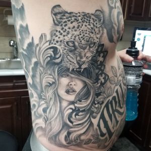Panther Headdress and girl tattoo
