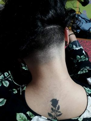 Full black rose (back of the neck) 
