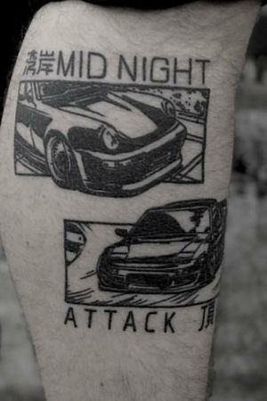 Japan car tattoo Nissan Silvia and Porsche