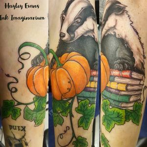 Badger and pumpkin Hufflepuff design by Hayley