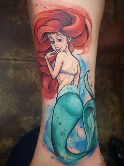 Ariel. The Little Mermaid #disneyprincess #disneytattoo #disneytattoos #disney #watercolortattoos #watercolortattoo #watercolor 