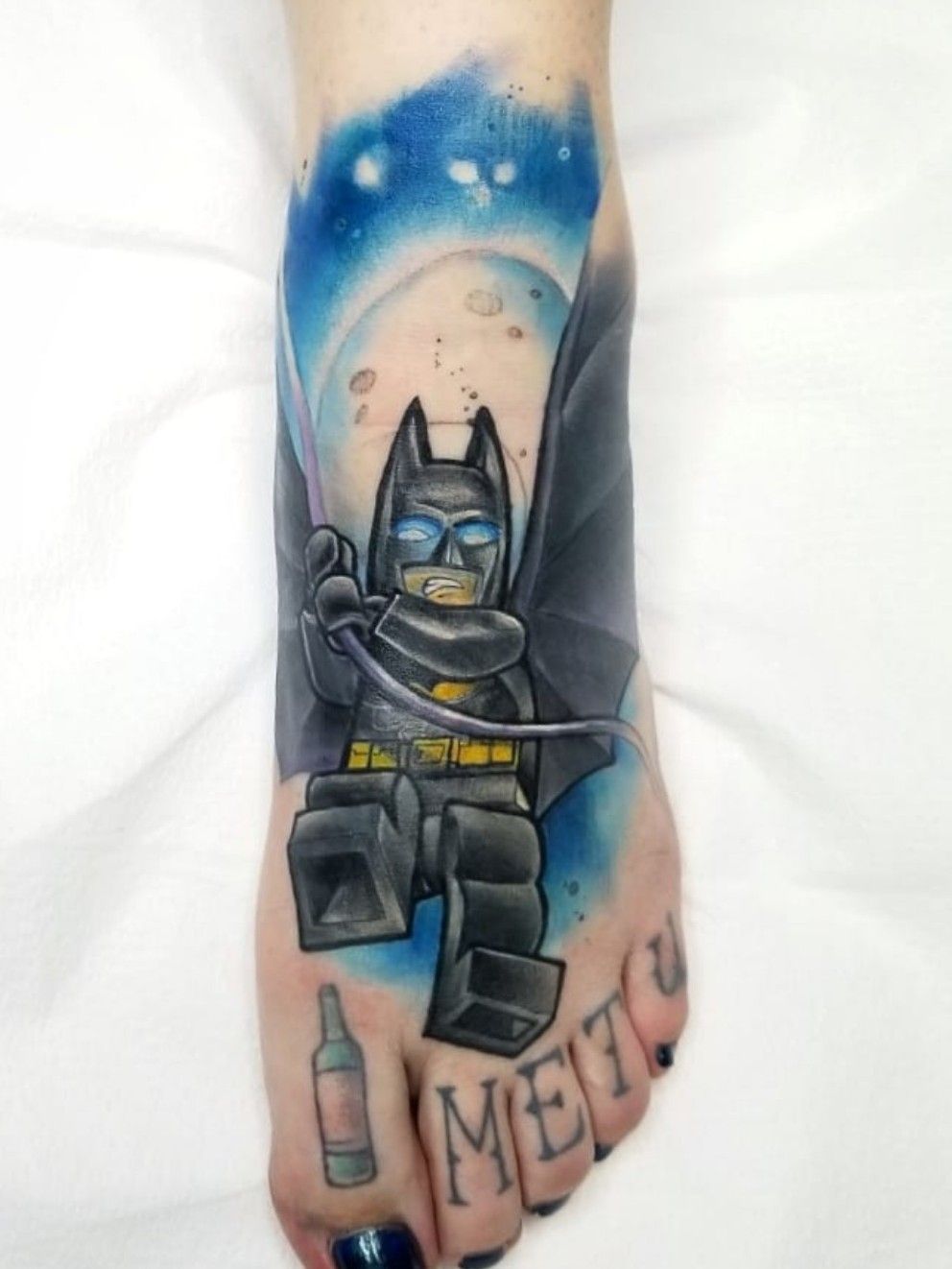 Tattoo uploaded by Jorell • Lego Batman (Cover up) #legotattoo #legobatman  #colortattoos #neotraditionaltattoo #coveruptattoo #CoverUpTattoos •  Tattoodo