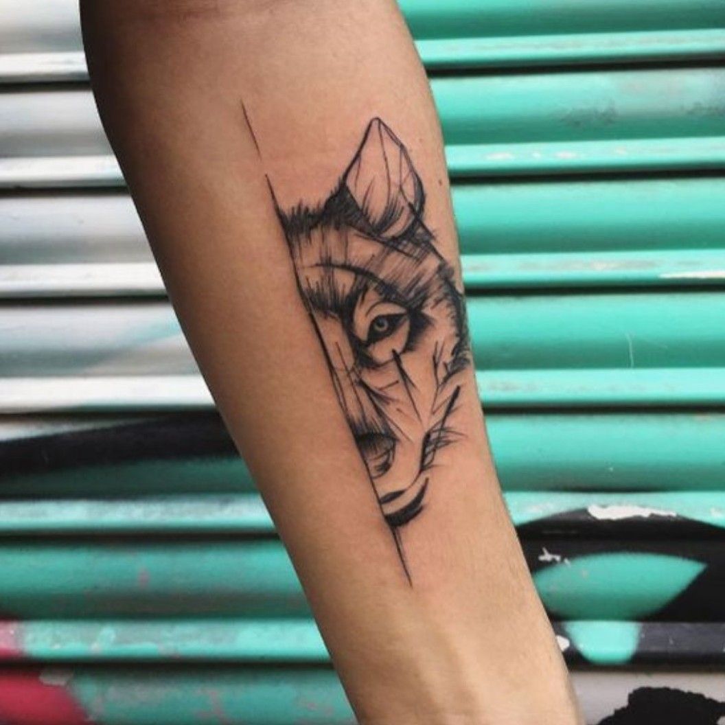 Tattoo uploaded by Ryan Bartholomew  Half geometric wolf head  Tattoodo