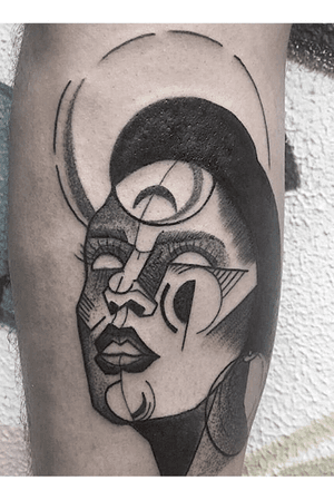 Woman black work tattoo done at @studio_ocre