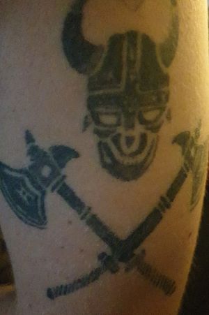 Viking Skull & Crossed AxesLeft Bicep (outer side)