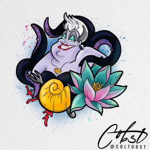 Ursula - beautiful Little Mermaid design available for tattooing 