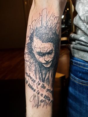 Cool #linework scribble joker tattoo by Brennan aka inkpanzee 