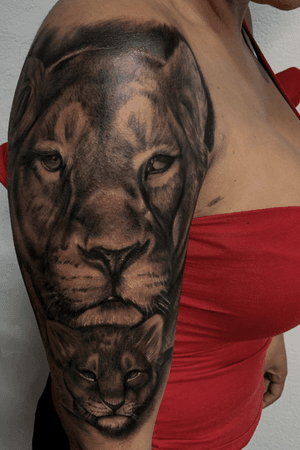 •Lioness and baby Lion• (Progress/en proceso) . . Así empezamos la primera sesión para esta pieza Recuerden tengo algunos turnos disponibles para enero y la agenda de febrero ya está abierta. Envíame tus ideas y reserva tu cita ✌🏻 . . . #lion #lioness #tattoo #tattoos #animals #realistictattoos #blckandgreytattoos #tqttooist #tattooer #tattooartist #tattooed #ink #inked #inkedgirl #tenerife #soain #españa #madrid #barcelona #venezuela 