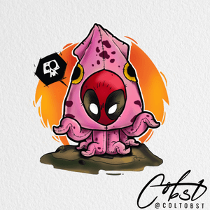 Dead pool squid !! Who doesn’t like. Cute dead pool !! Available for tattooing ! 